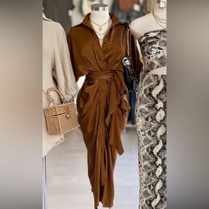 SATIN FRONT TIE DRESS